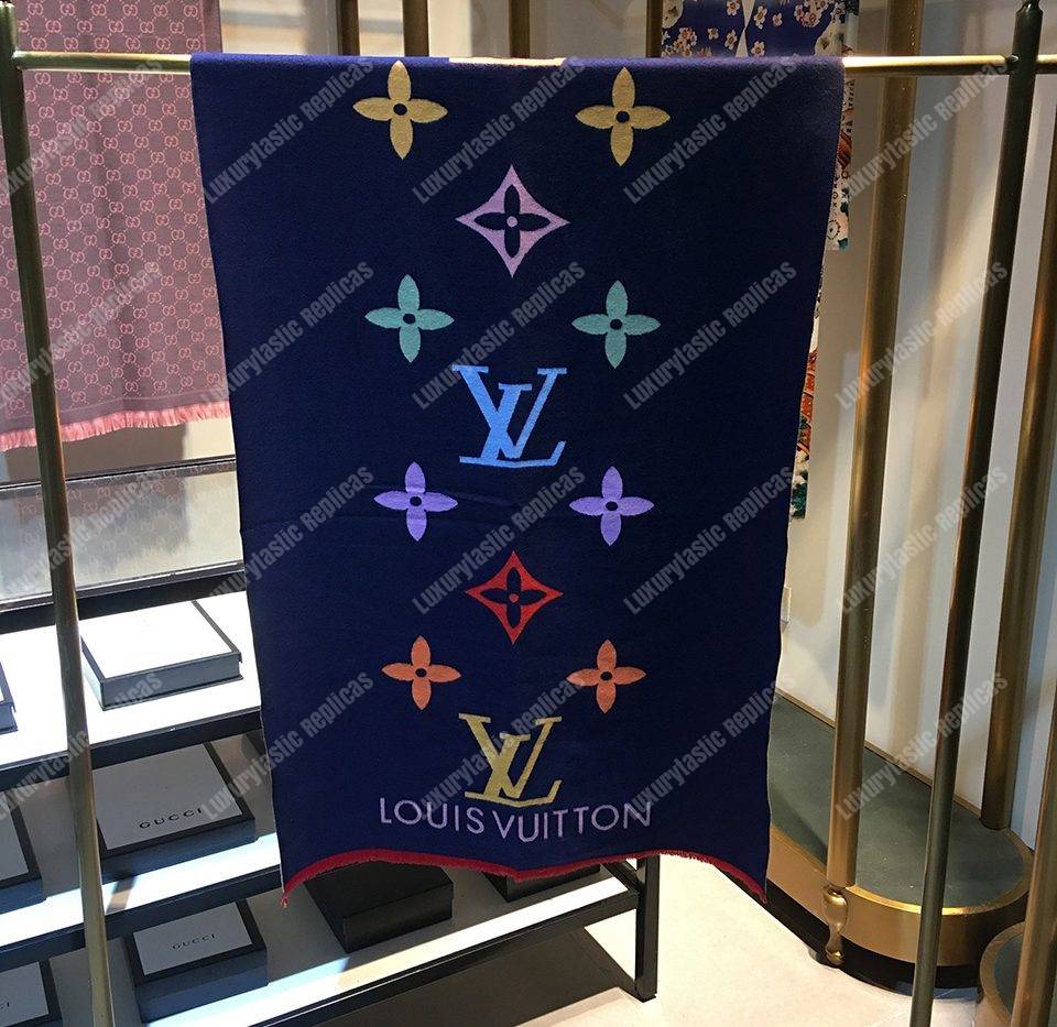 LV Reykjavik Scarf Cashmere & Wool Blue Multicolor