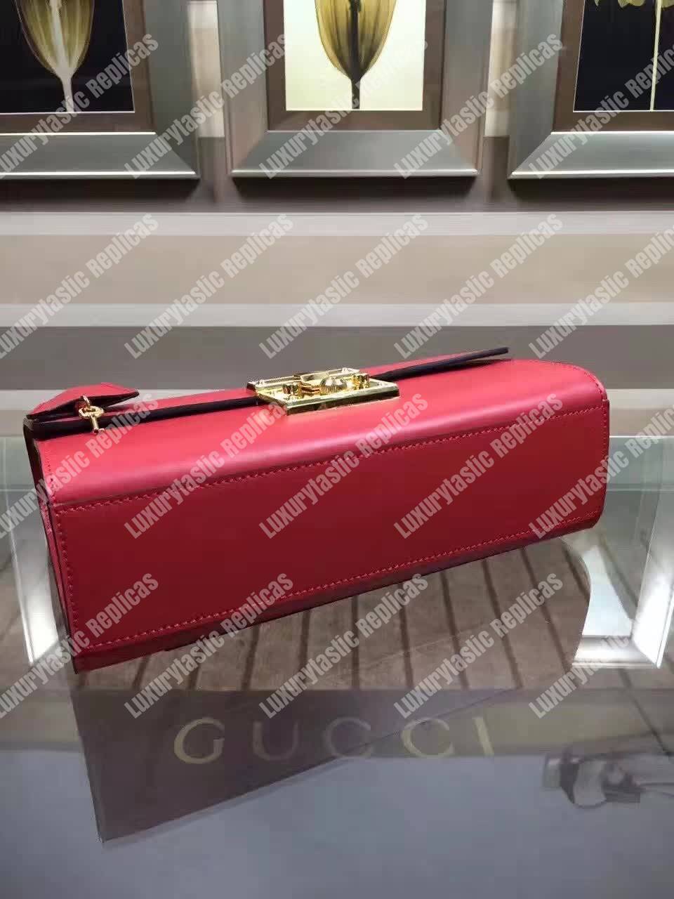 G*u*i padlock leather shoulder bag red