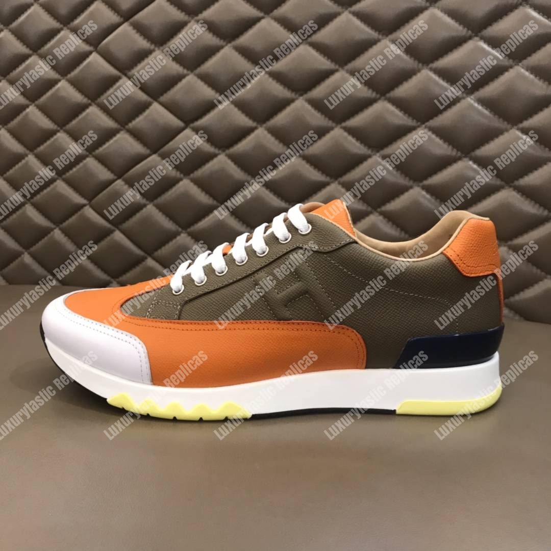 H**mes trail sneaker brown/orange