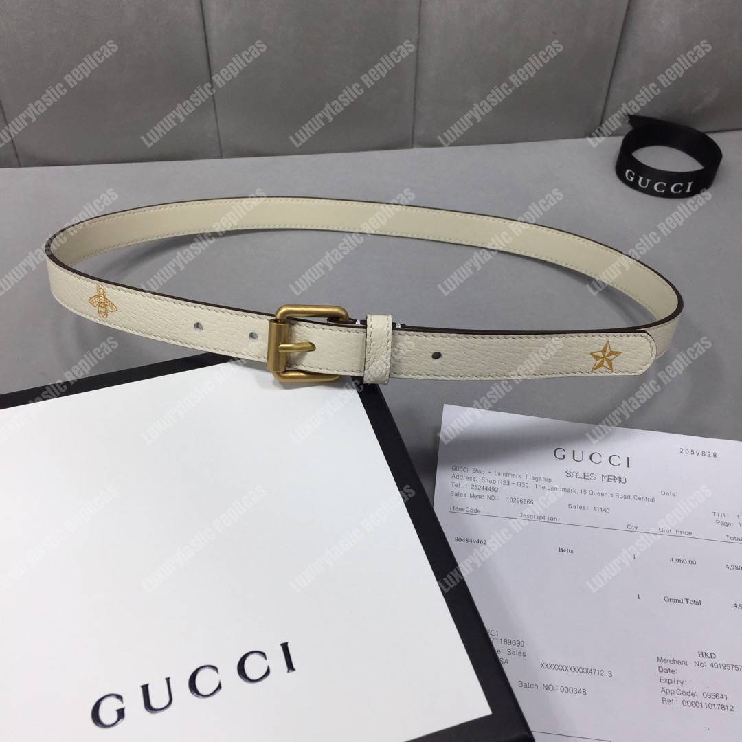 G*u*i belt with bees and stars print white