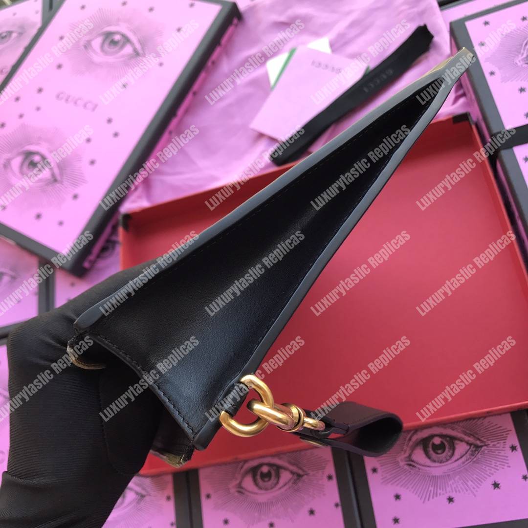 g*u*i G*u*iy print leather pouch bag black