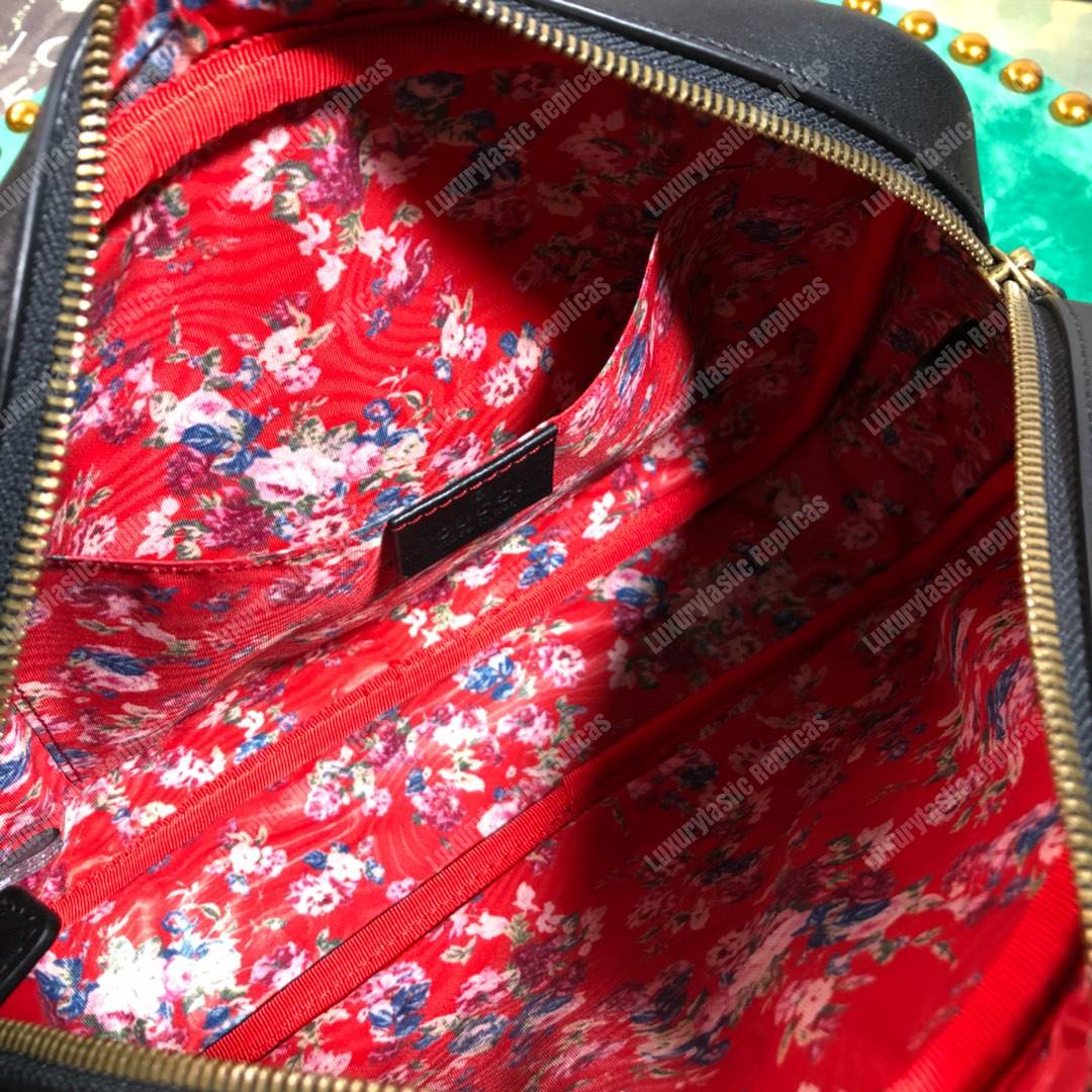 G*u*i quilted leather small shoulder bag black