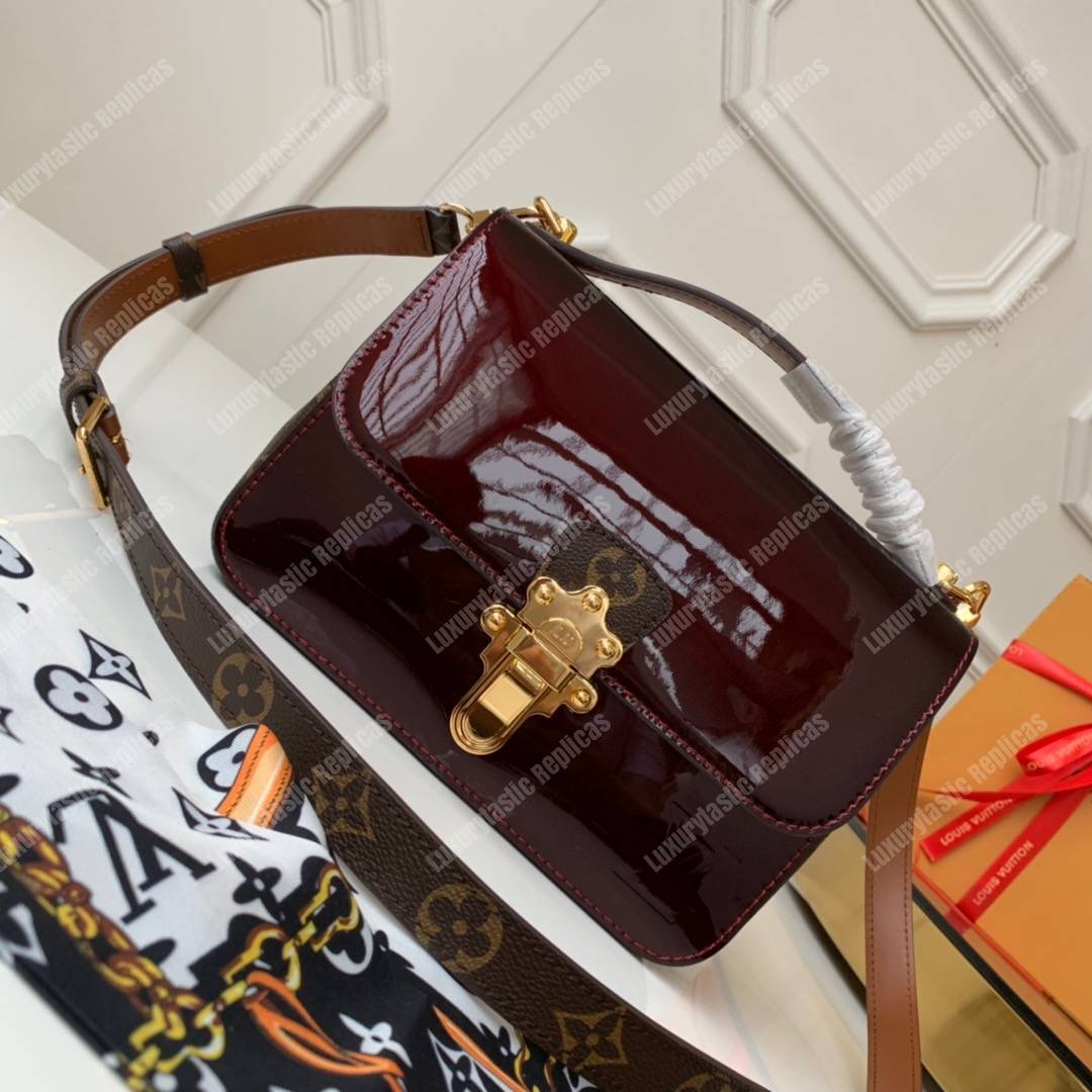 LV Cherrywood BB Smooth Patent Monogram Griotte