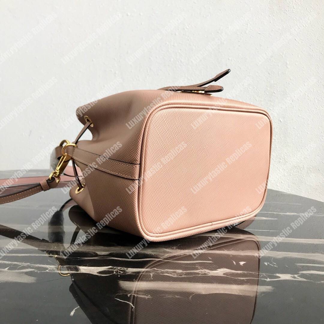 Pra*a saffiano leather bucket bag beige