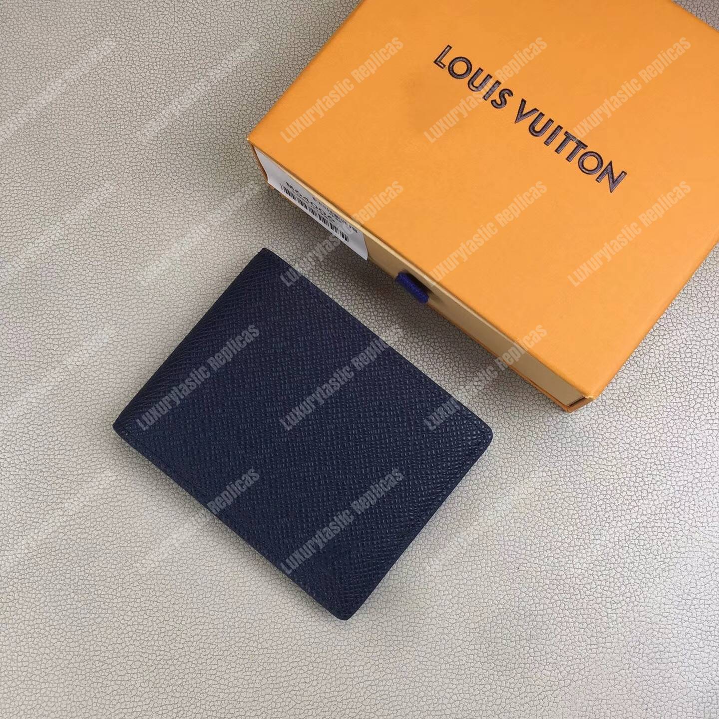 LV Slender ID Wallet Taiga Leather Bleu Marine