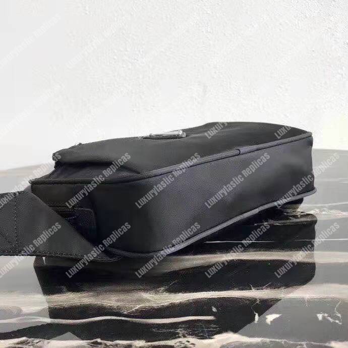Pra*a nylon and leather belt bag black