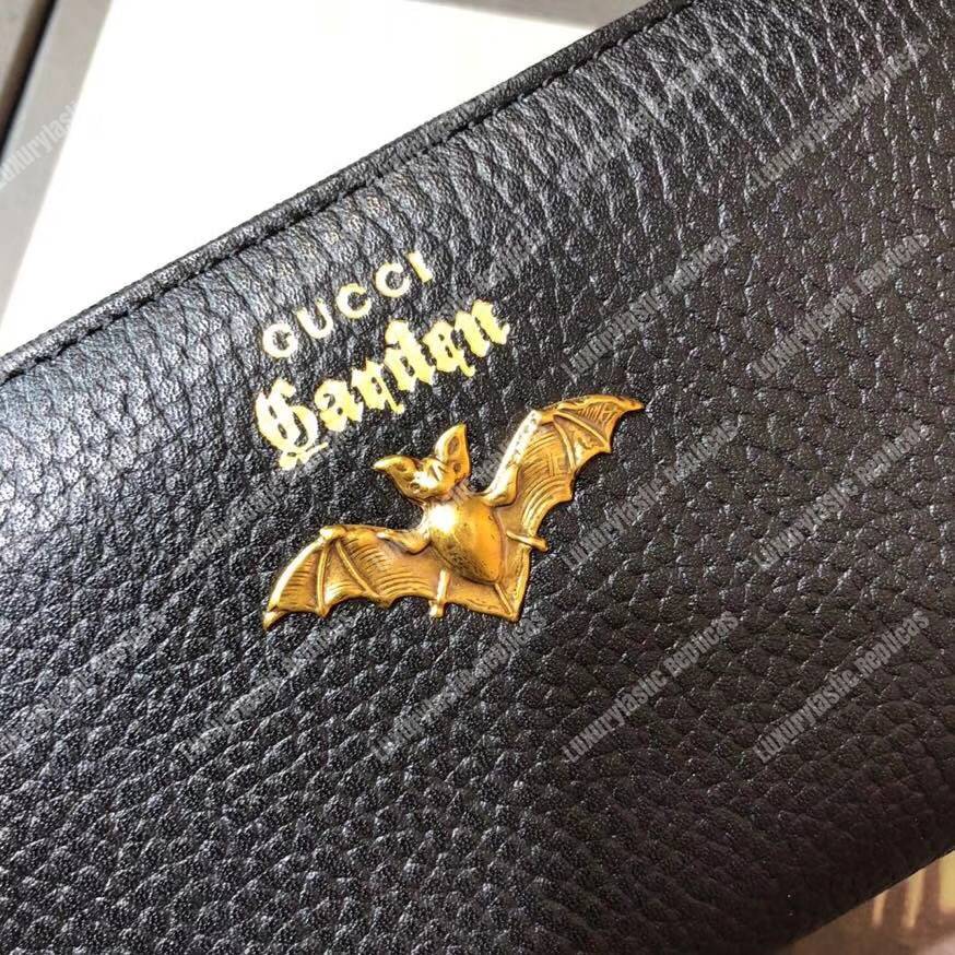 G*u*i garden leather zip around wallet black with bat