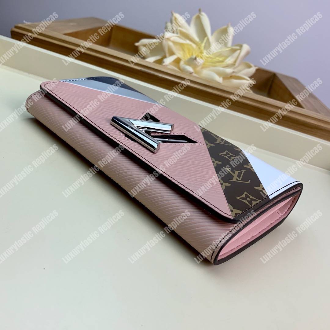 LV Twist Wallet Epi Leather Monogram Blanc Rose