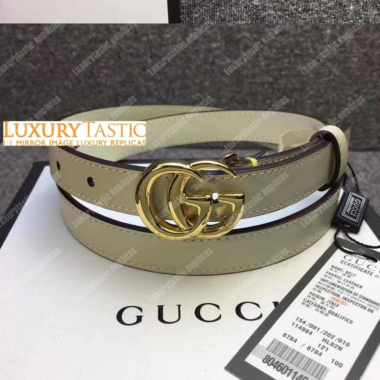 Leather belt with Double G buckle