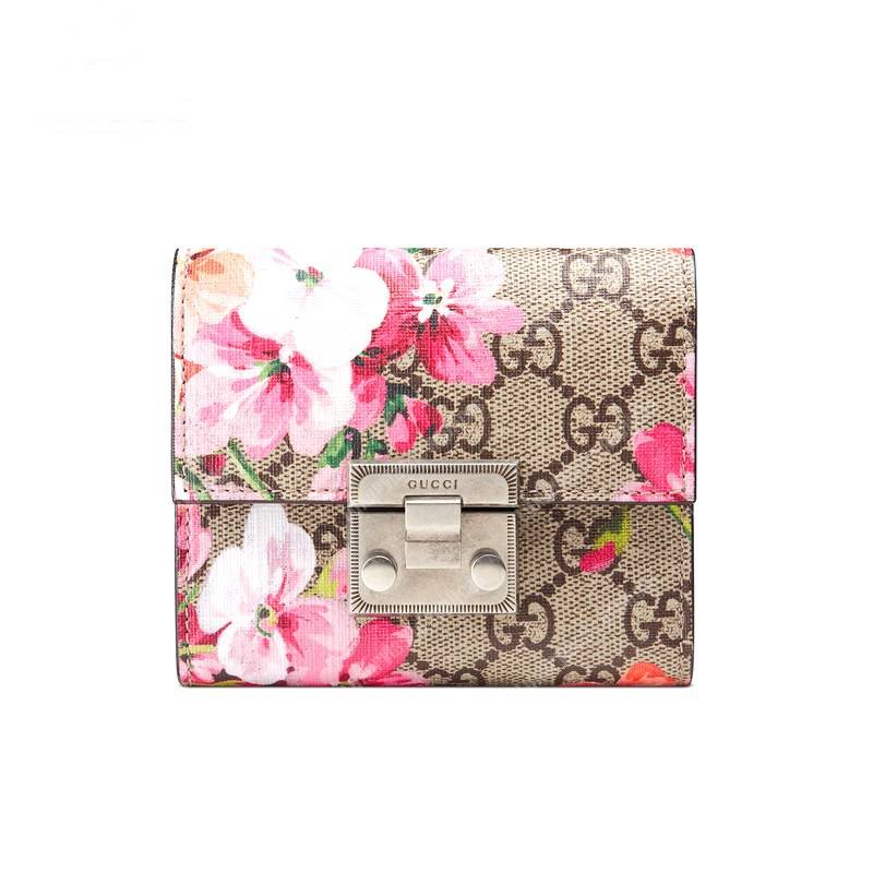 G*u*i gg blooms sup*e padlock wallet antique rose