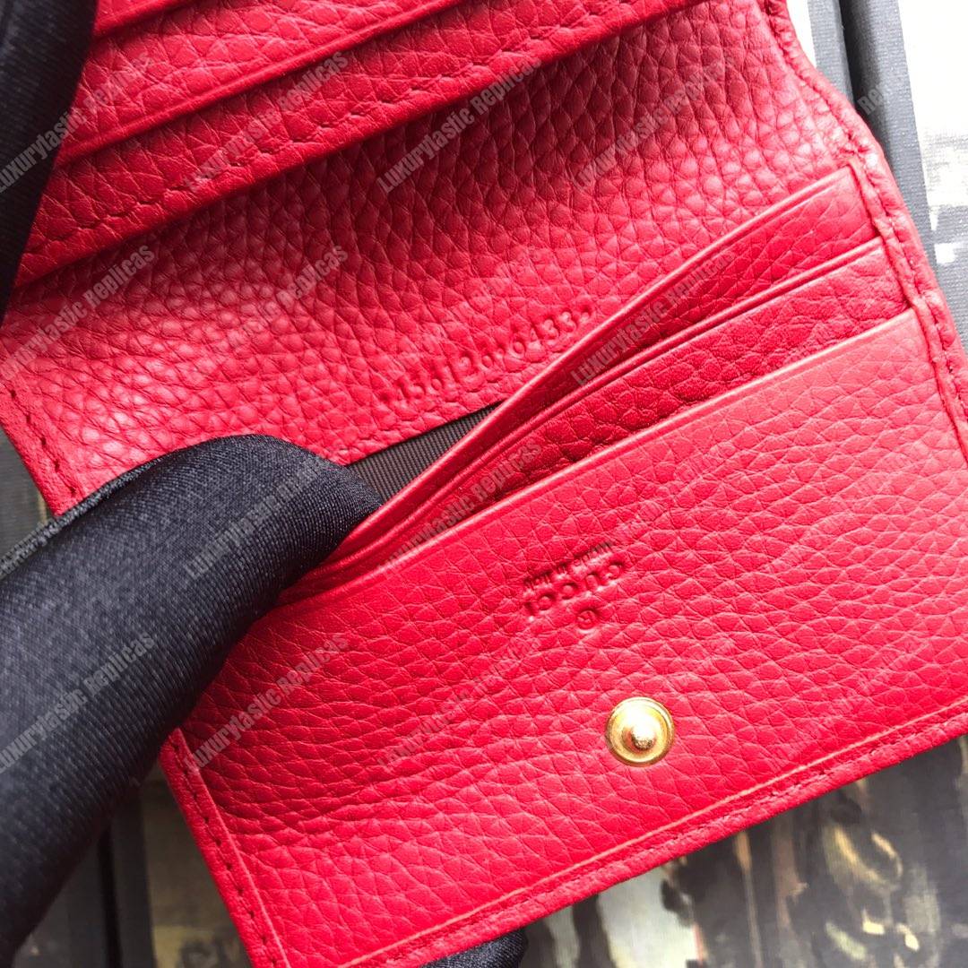 G*u*i leather card case wallet hibiscus red
