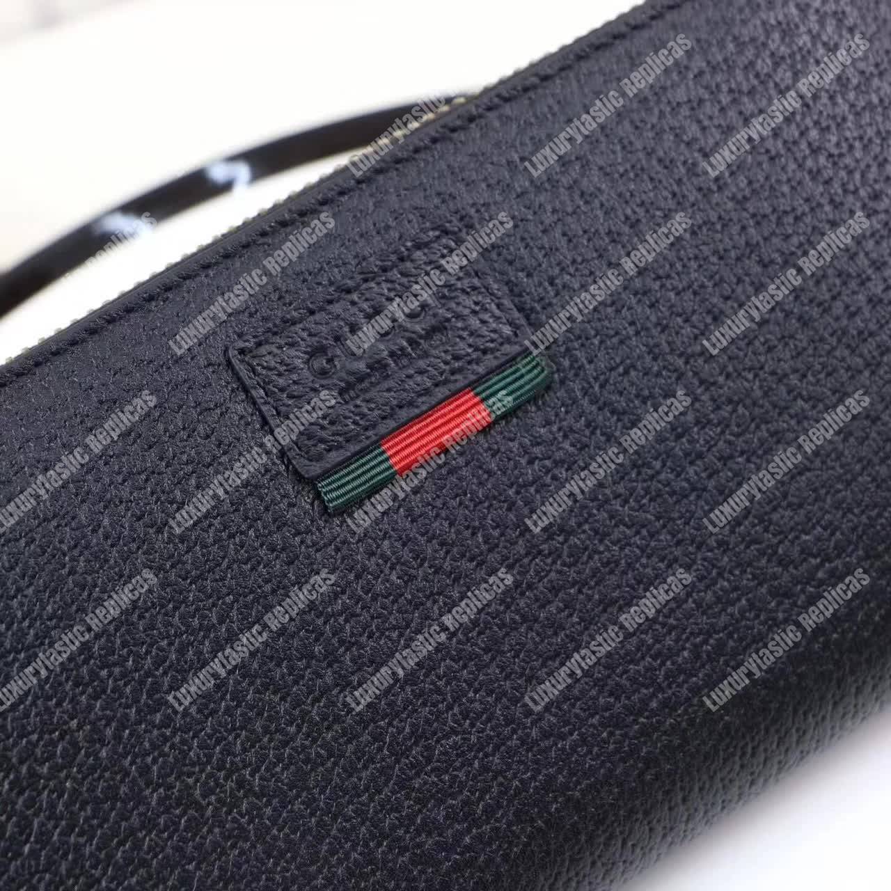 G*u*i leather zip around wallet with web black