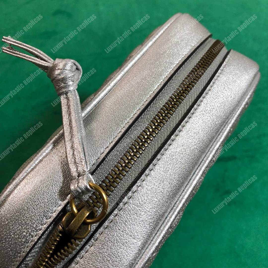 G*u*i mini laminated leather bag silver