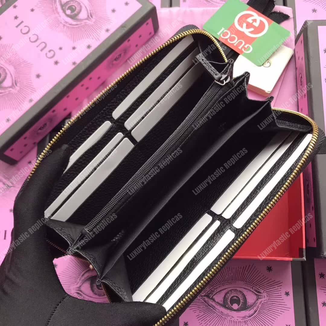 G*u*i leather zip around wallet with bosco in black