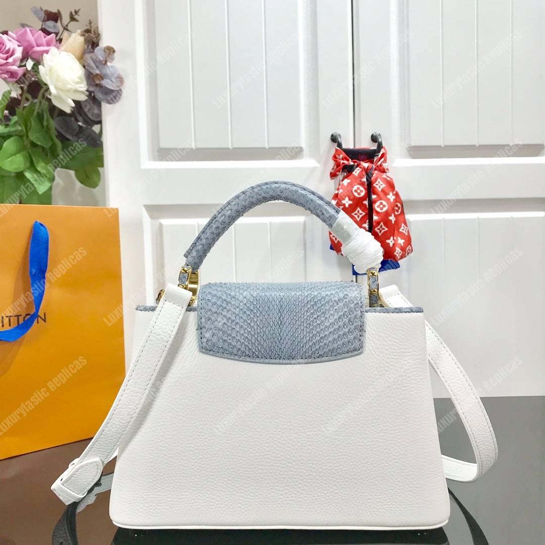 LV Capucines BB Taurillon Python White