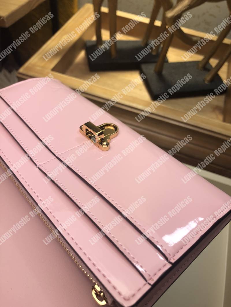 LV Cherrywood Wallet Patent Leather Rose Ballerine