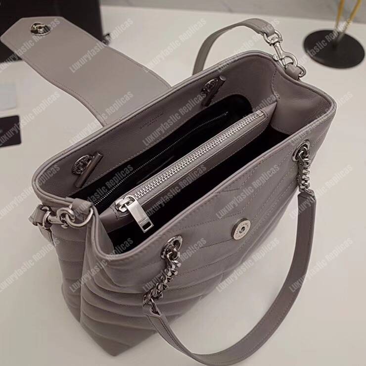 Saint Laurent Small Loulou Shopping Bag Earth Grey
