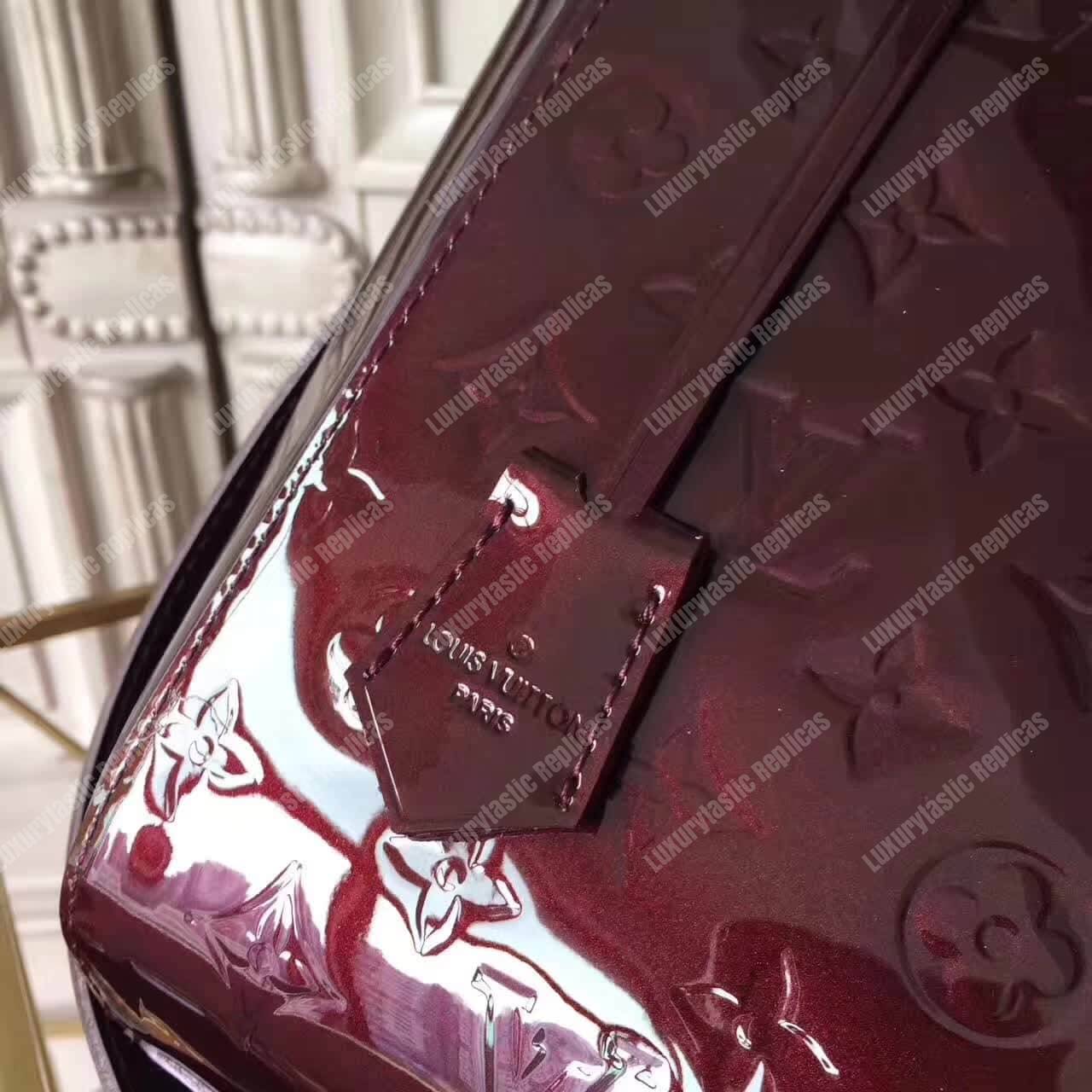 LV Montaigne MM Tote Bag Monogram Vernis Amarante