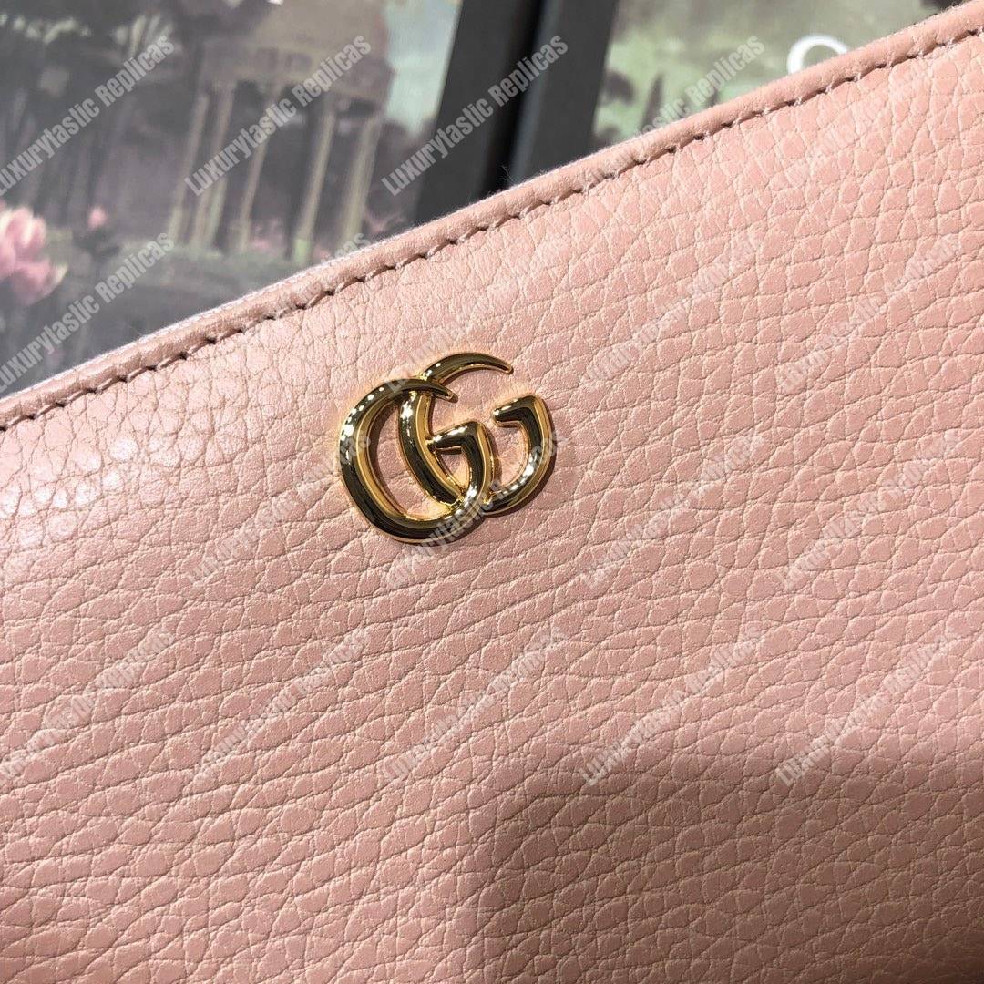 G*u*i leather zip around wallet light pink