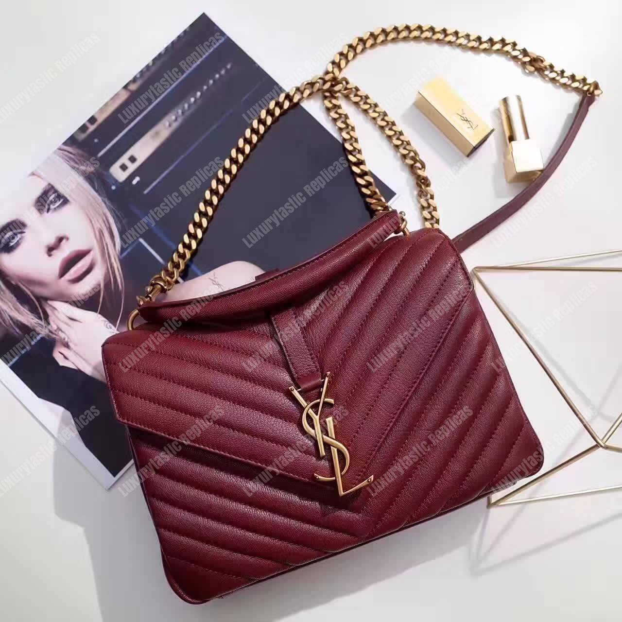 Saint Laurent Classic Medium College Monogram Dark Red Gold-Toned