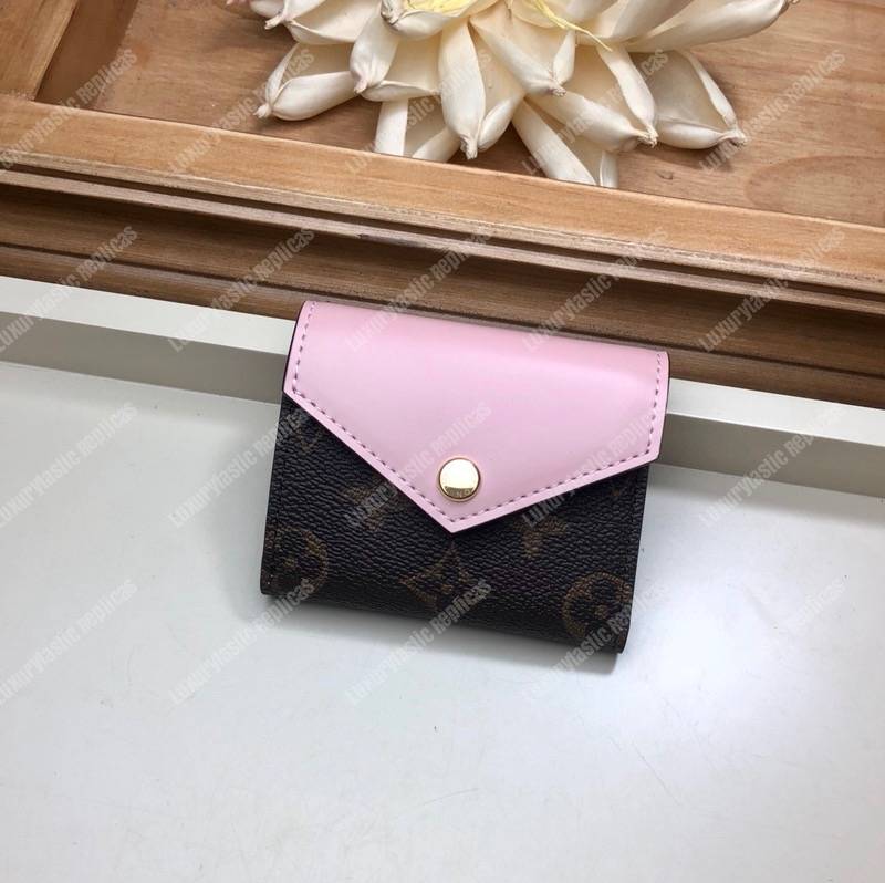 LV Zoé Wallet Monogram Rose Ballerine colored leather