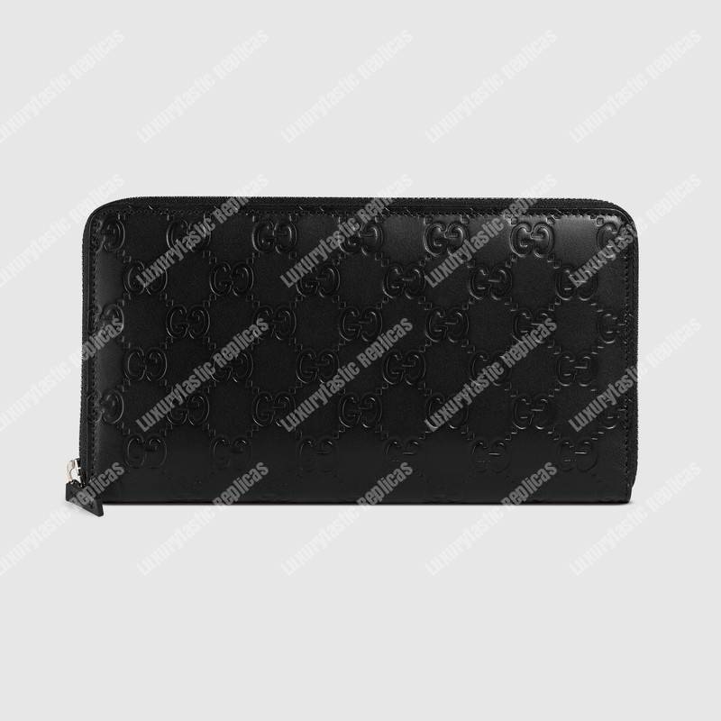 G*u*i gg signature continental zip around wallet black