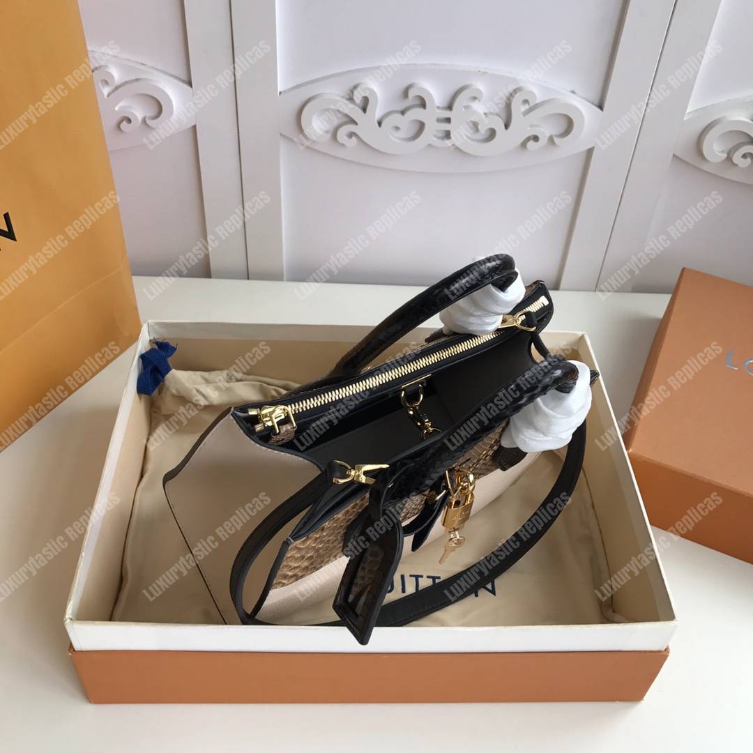 LV City Steamer PM Python Beige Snow