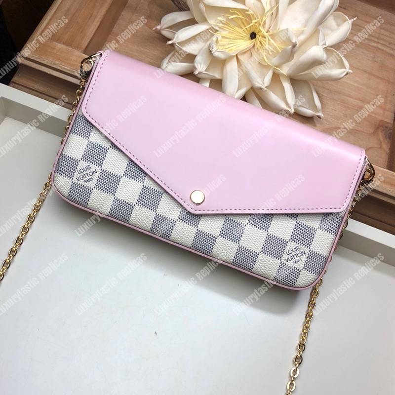 LV Pochette Félicie Damier Azur Soft Canvas Eau de Rose