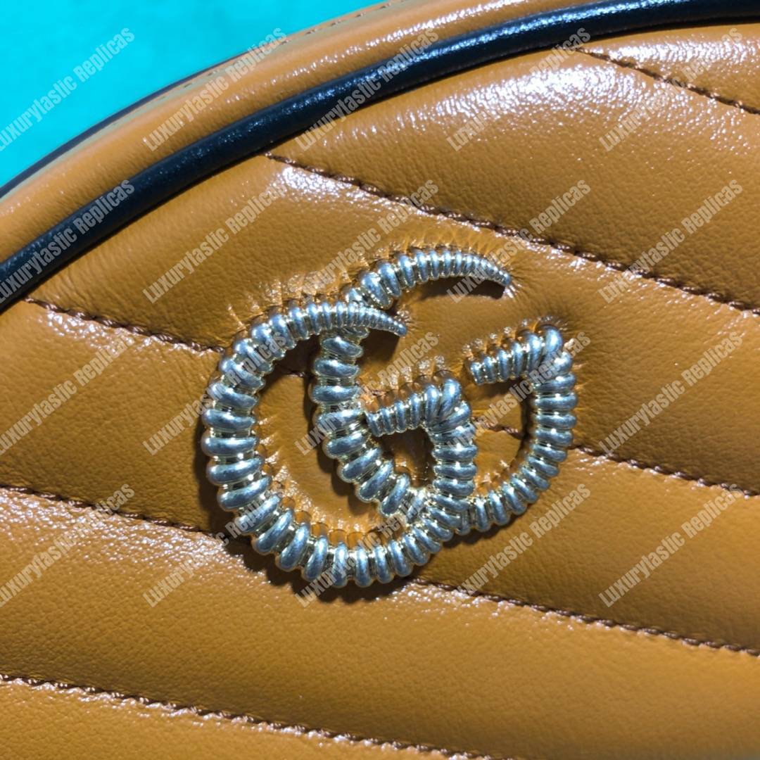 G*u*i gg marmont cognac matelassé leather belt bag