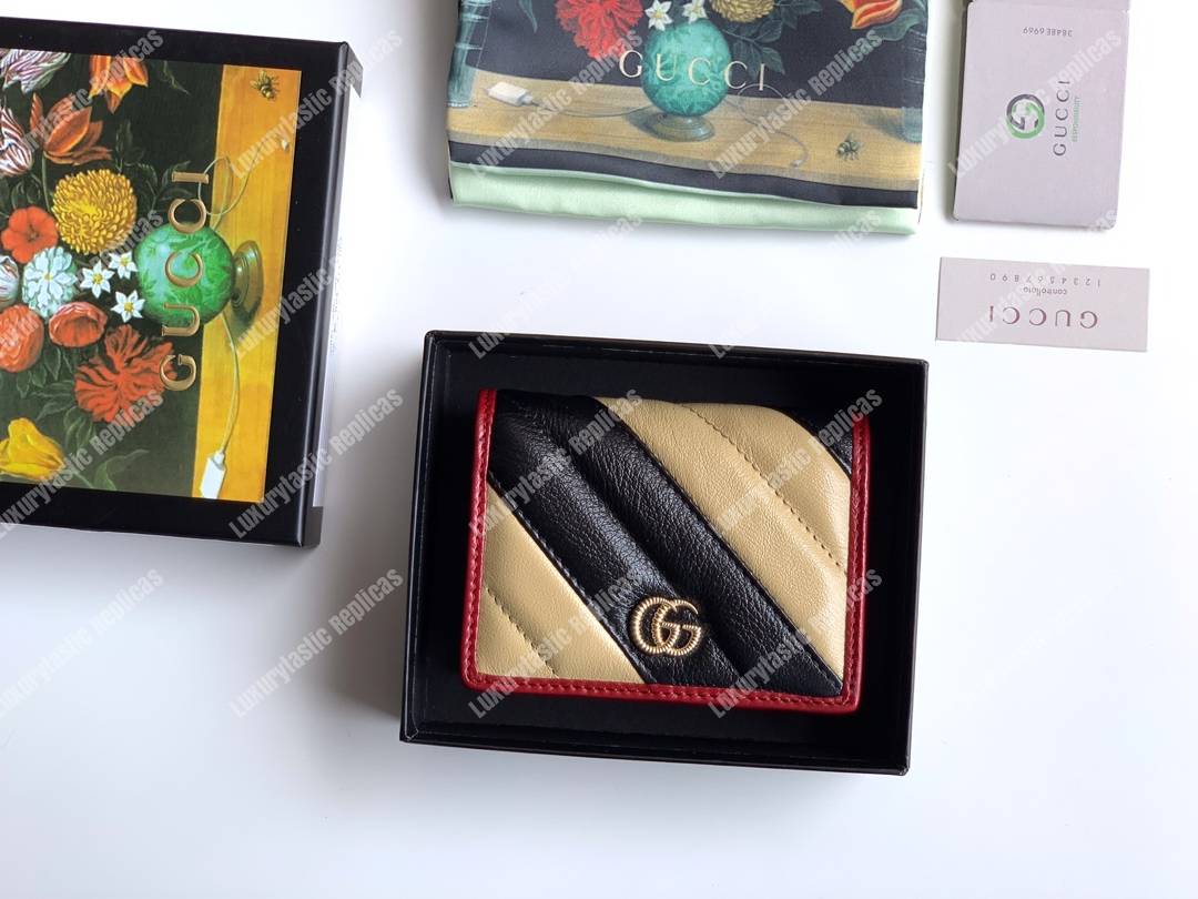 G*u*i gg marmont card case wallet black beige