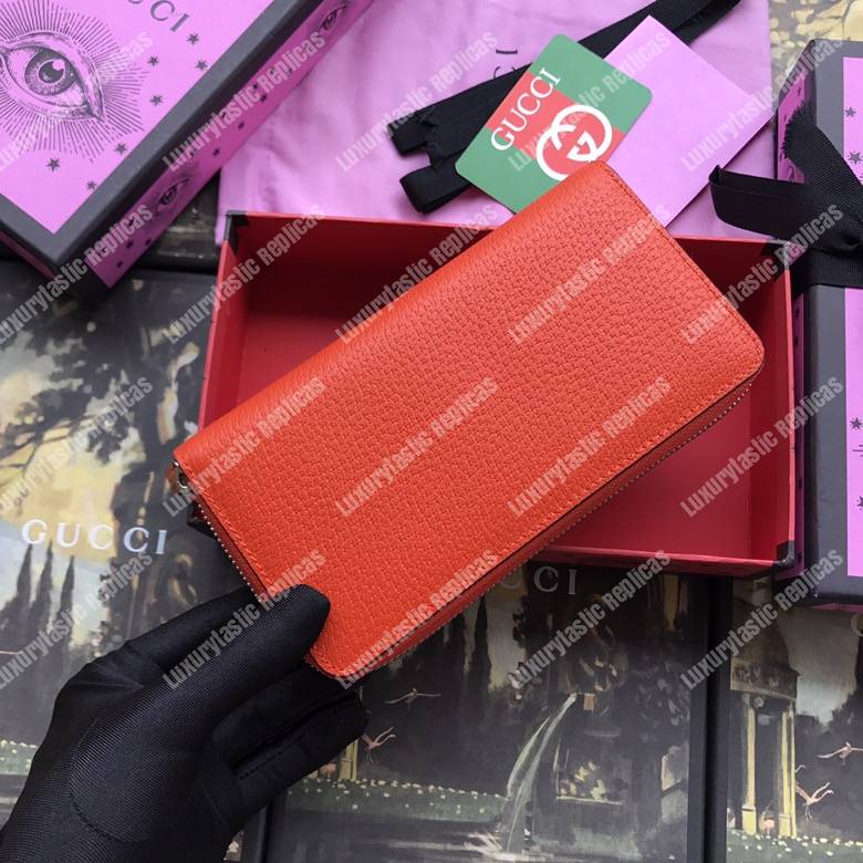 G*u*i stripe zip around leather wallet red