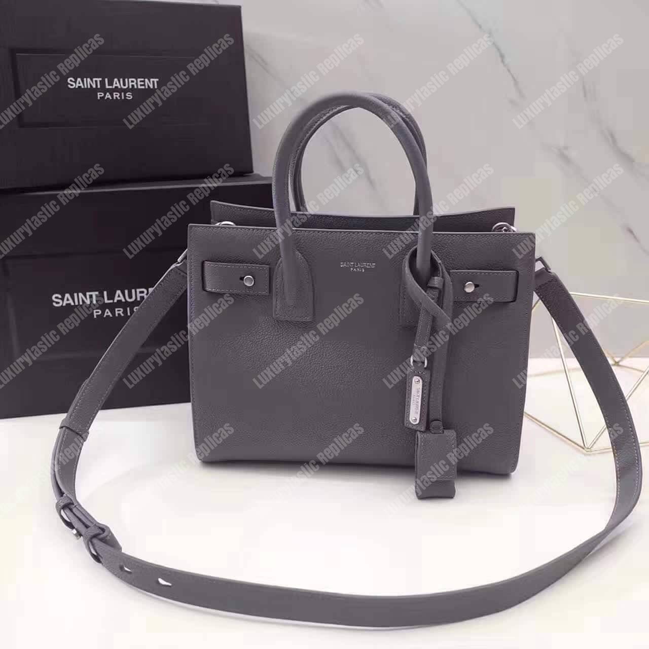 Saint Laurent Sac De Jour Baby Grained Leather Grey