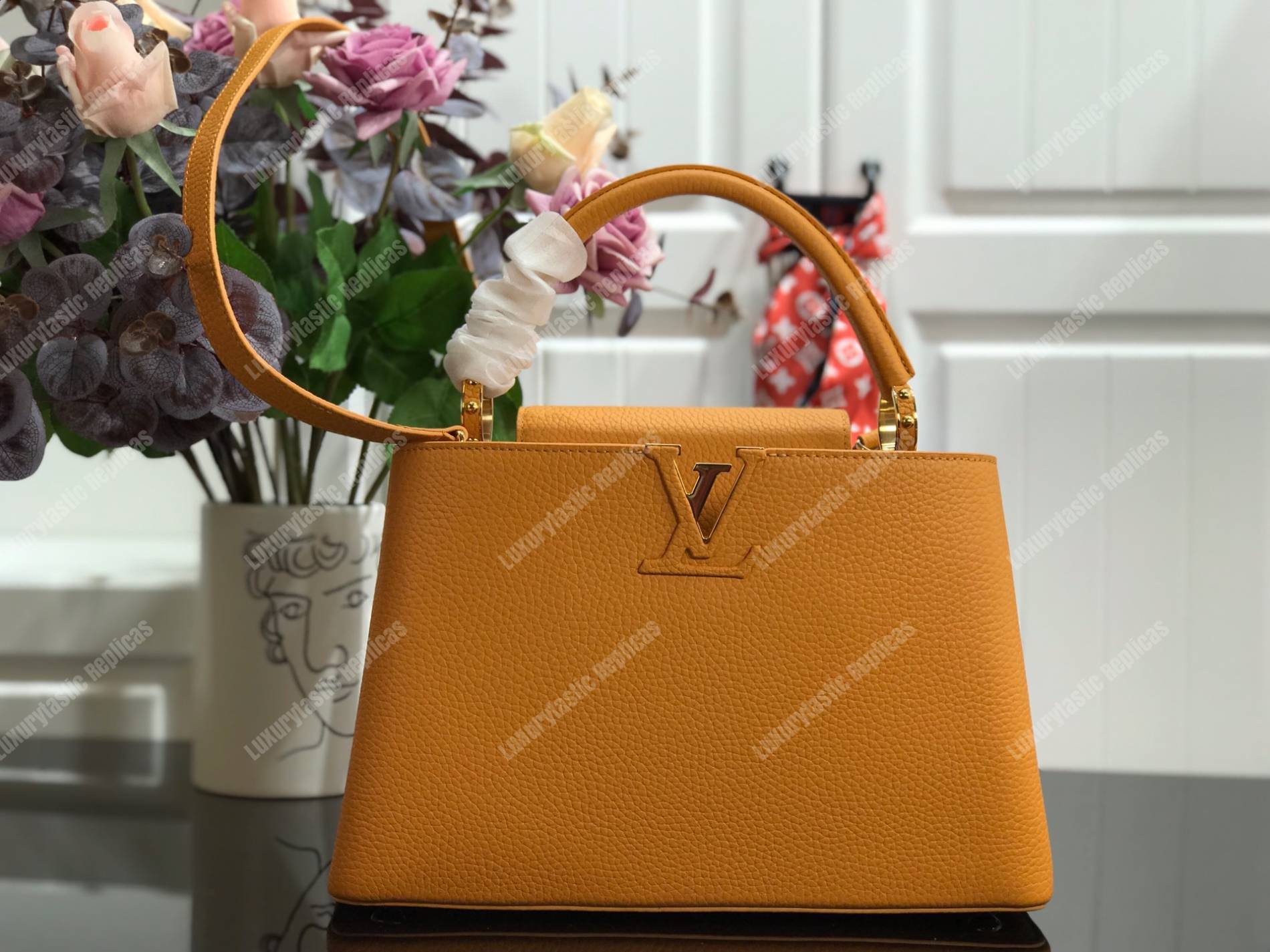 LV Capucines BB Taurillon Leather Ocre
