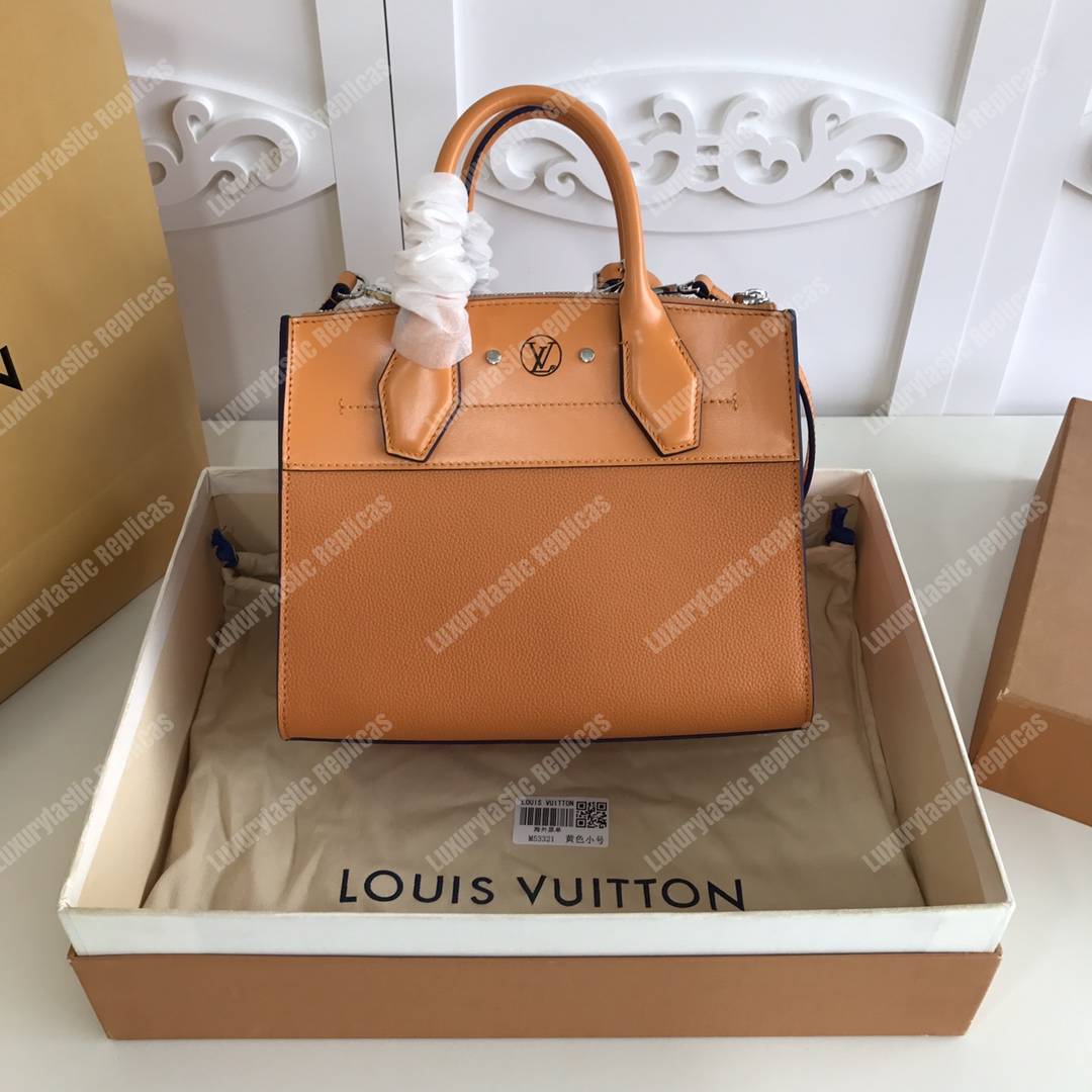 LV City Steamer PM Amaretto Orange/Iris Blue
