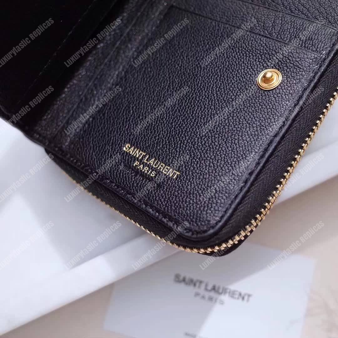 Saint Laurent Compact Zip Around Wallet Black