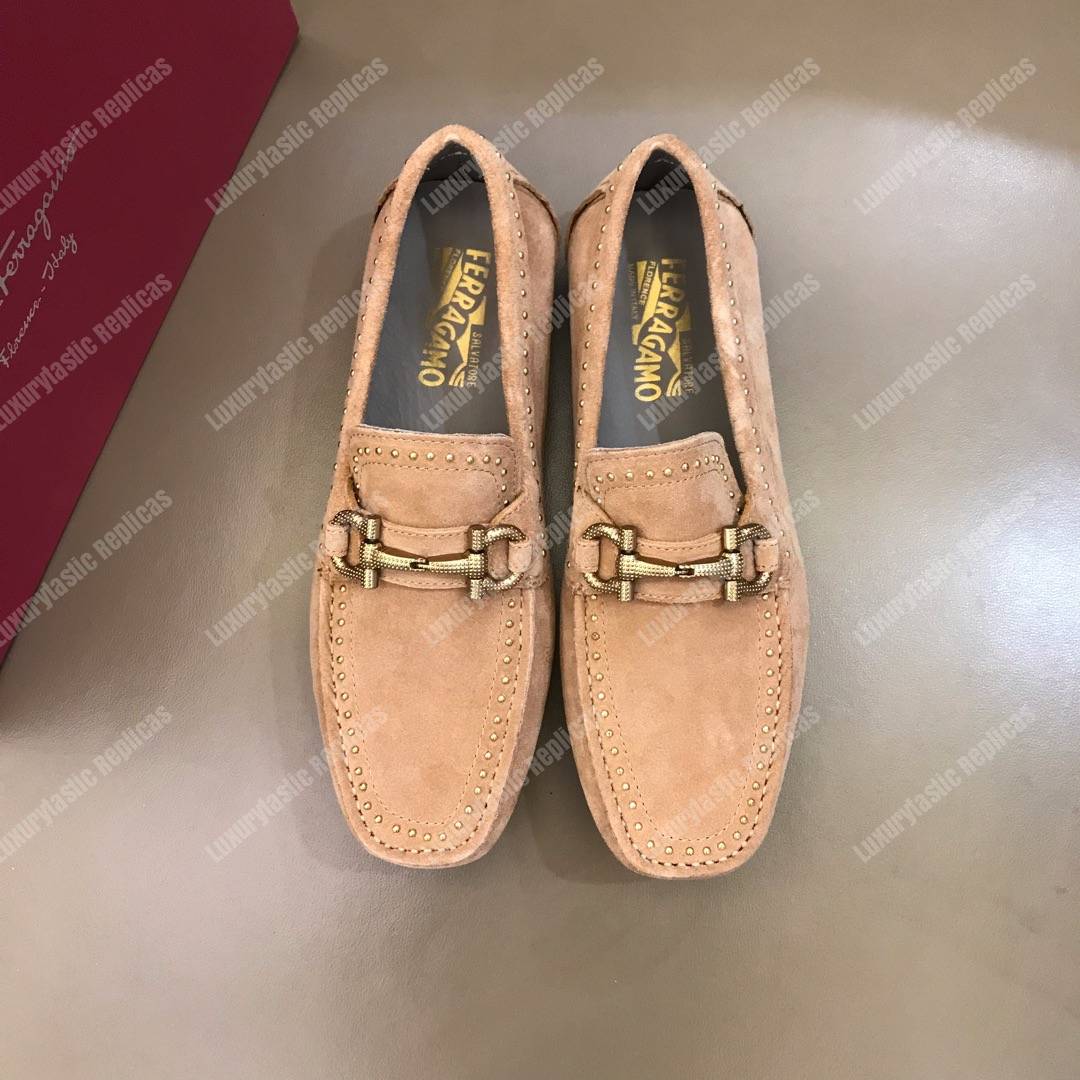 Salvatore Ferragamo Gancini Driving Shoe Baige