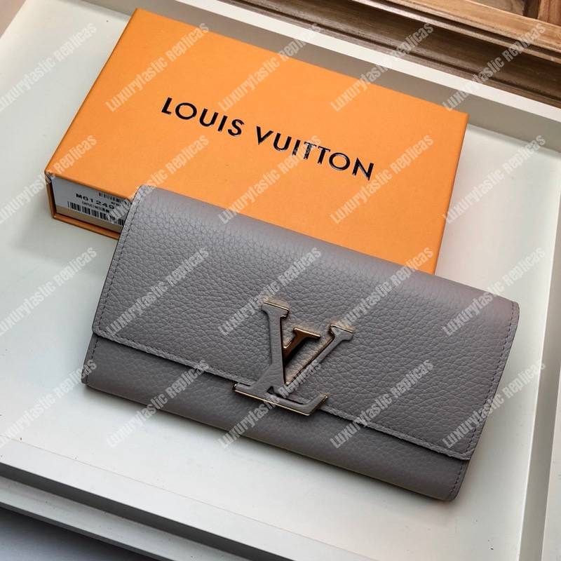 LV Capucines Wallet Taurillon Galet