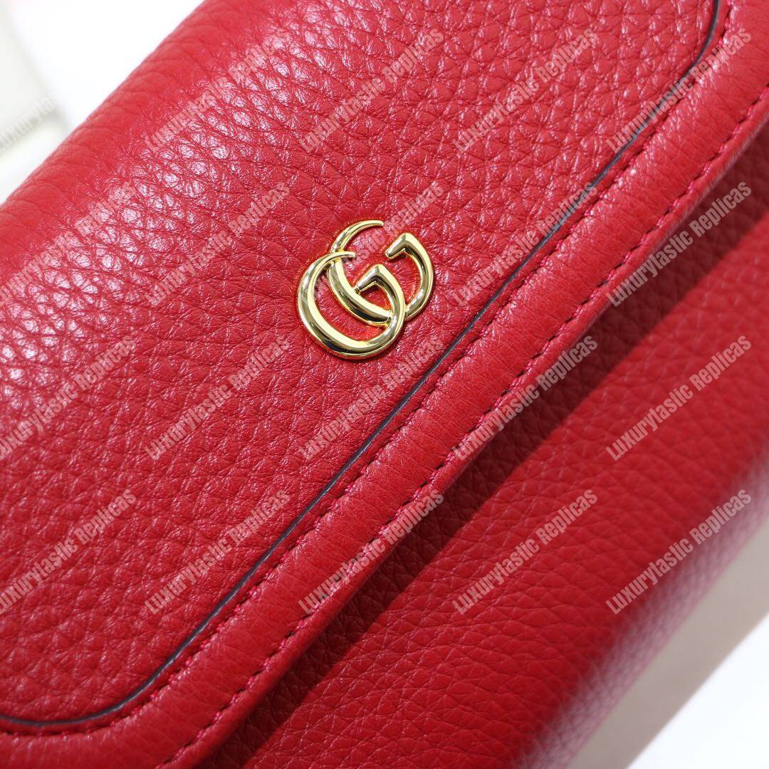 G*u*i gg calfskin mini shoulder flap bag red