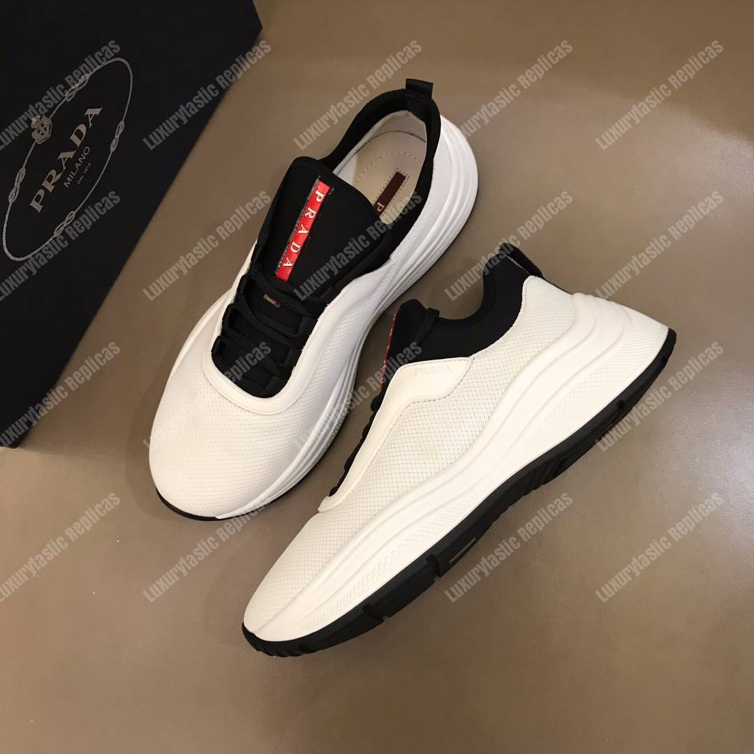 Pra*a mesh and neoprene sneakers black