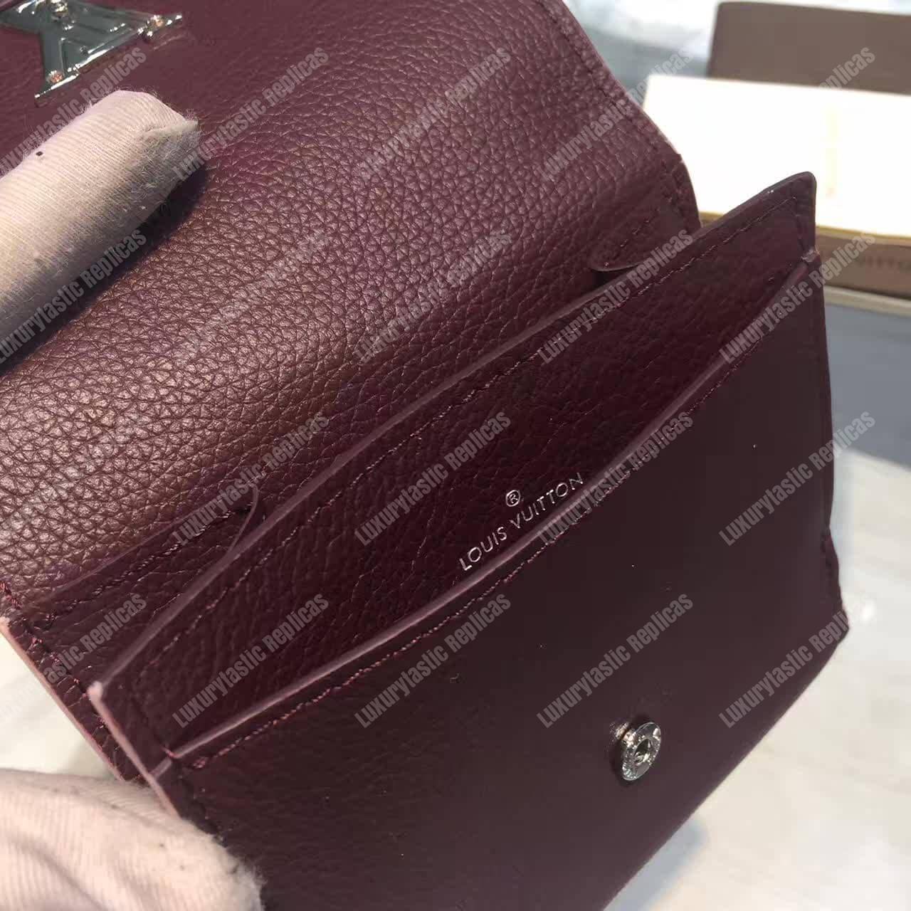 LV LockMe II Compact Wallet Taurillon Leather Prune