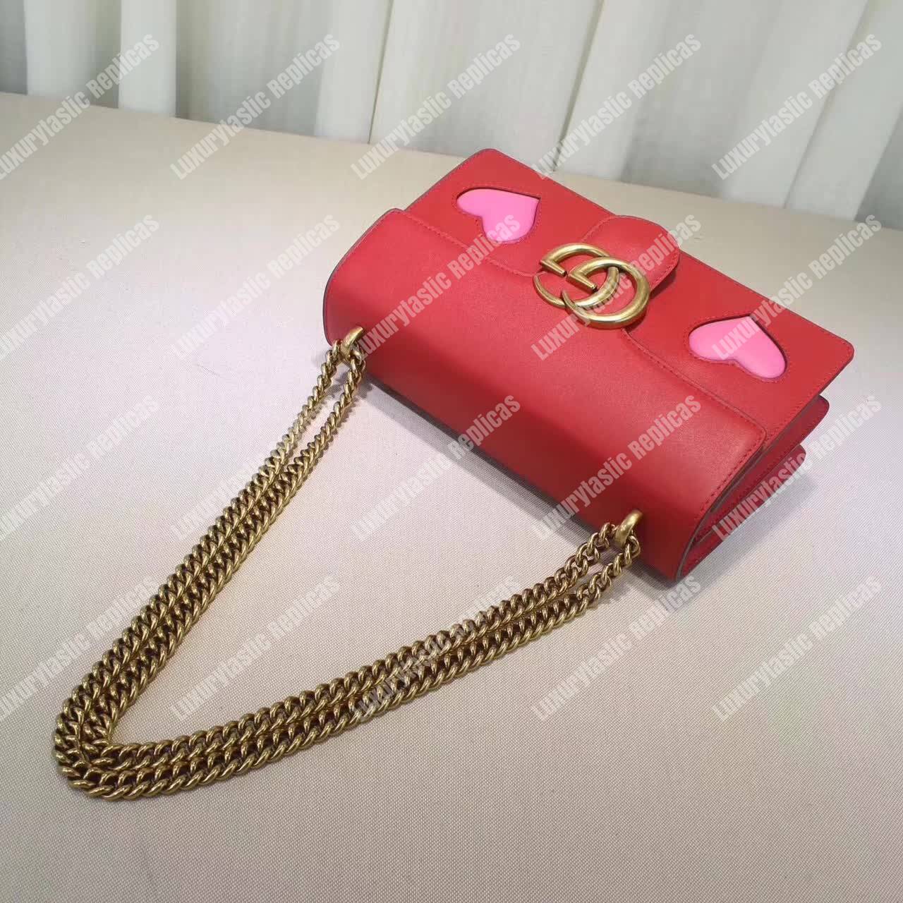 g*u*i gg marmont leather shoulder bag He**ts red