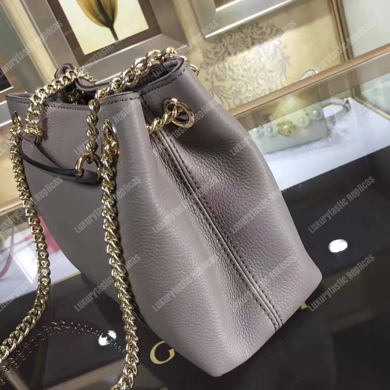G*u*i soho leather chain strap shoulder bag grey