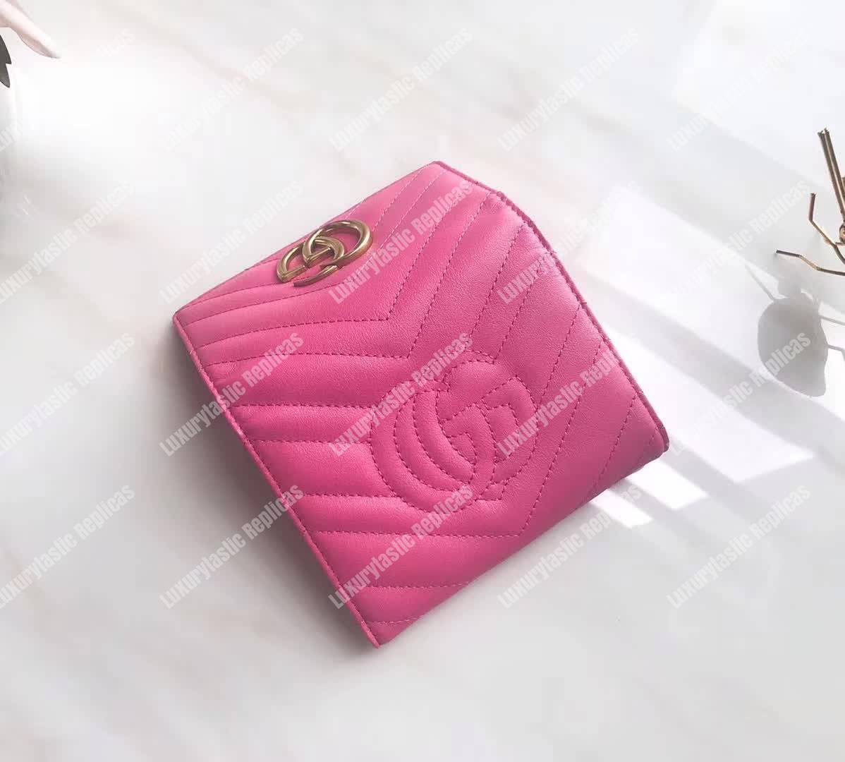 G*u*i gg marmont matelassé wallet bright pink