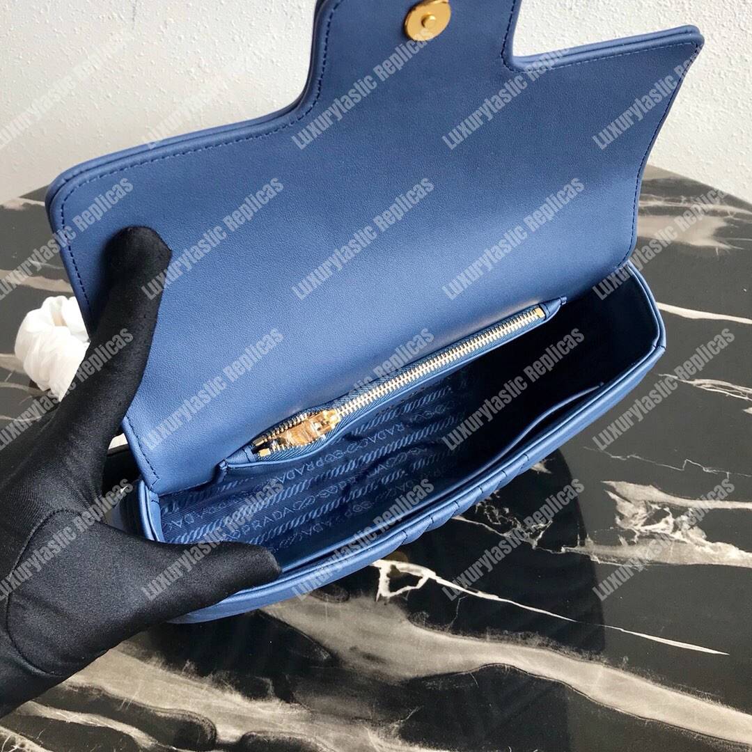 Pra*a diagramme medium leather bag dark blue