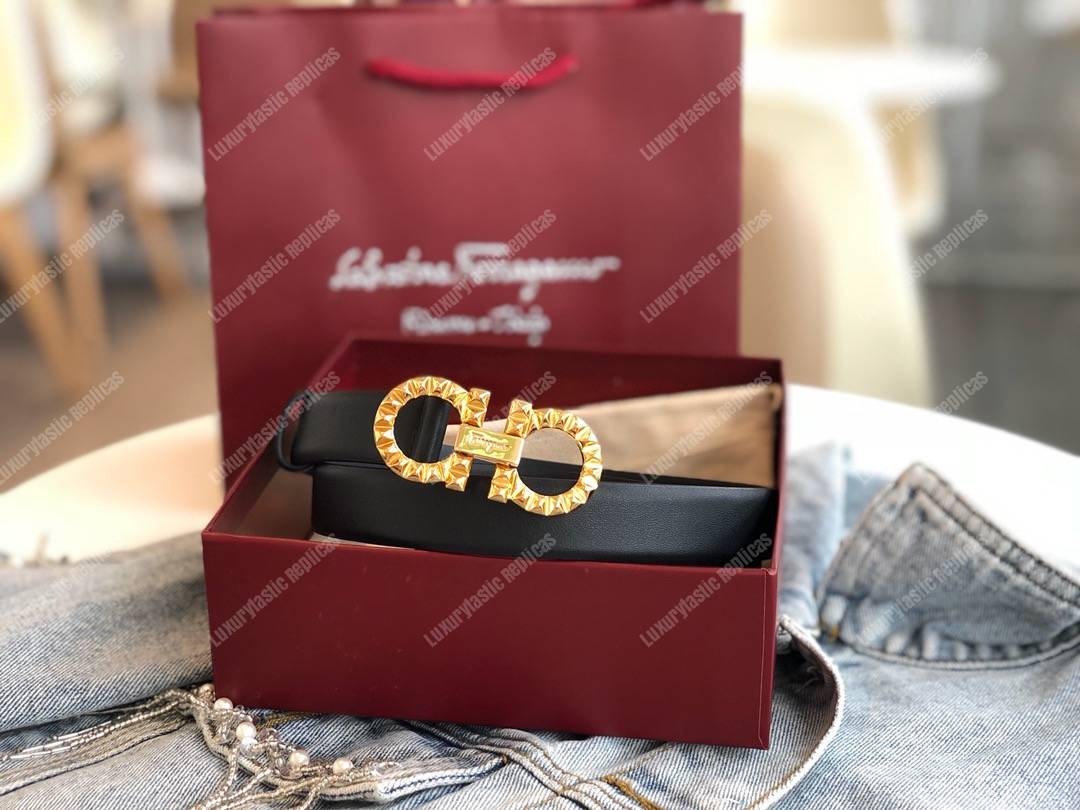 Salvatore Ferragamo Adjustable Gancini Belt Black