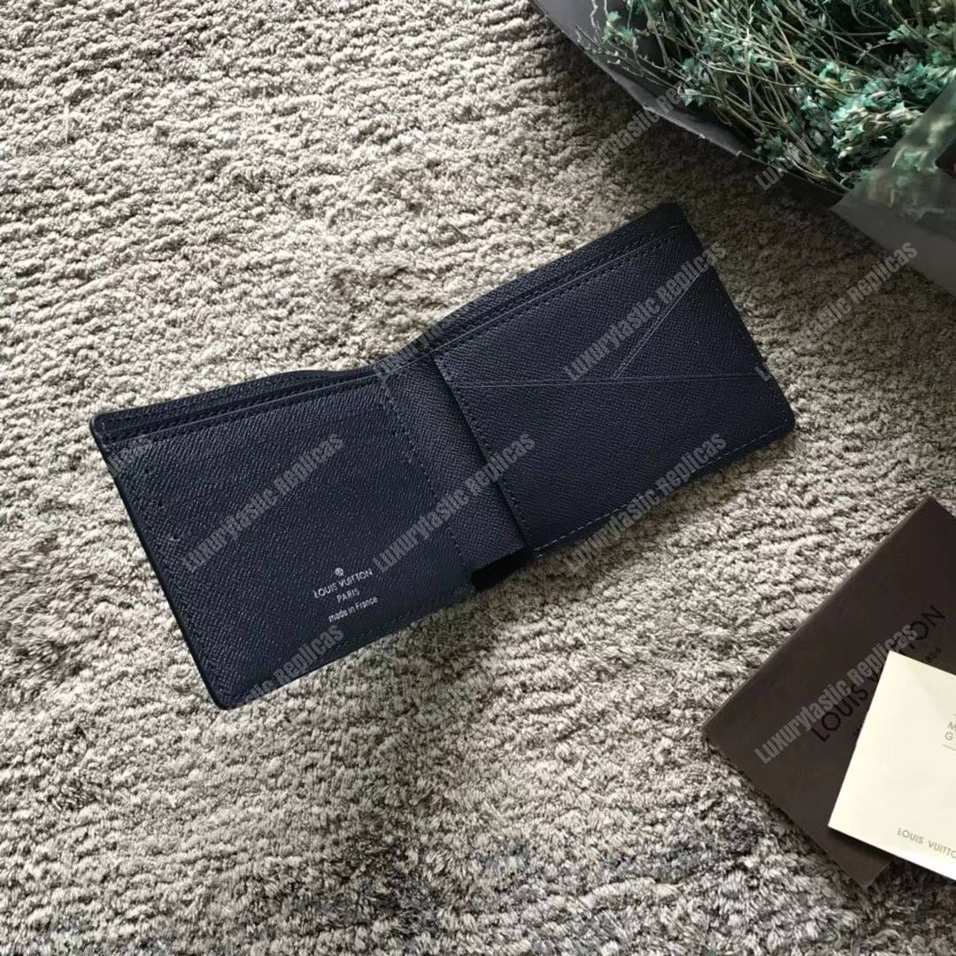 LV Multiple Wallet Epi Leather Bleu Azur Initial