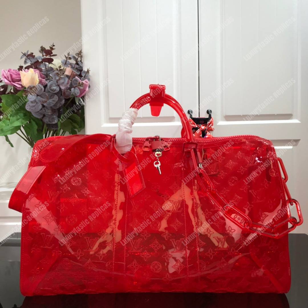 LV Keepall Bandouliere Monogram 50 Red PVC
