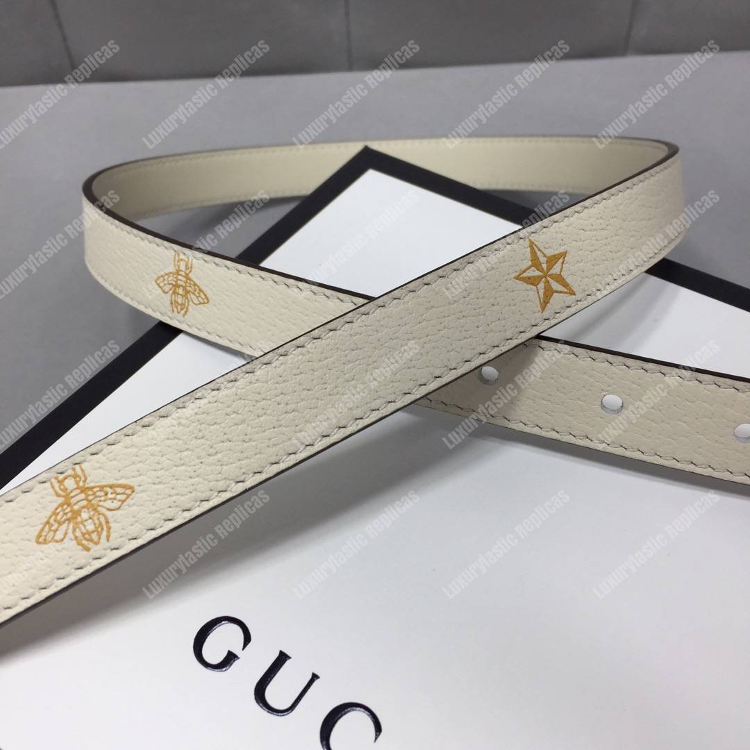 G*u*i belt with bees and stars print white