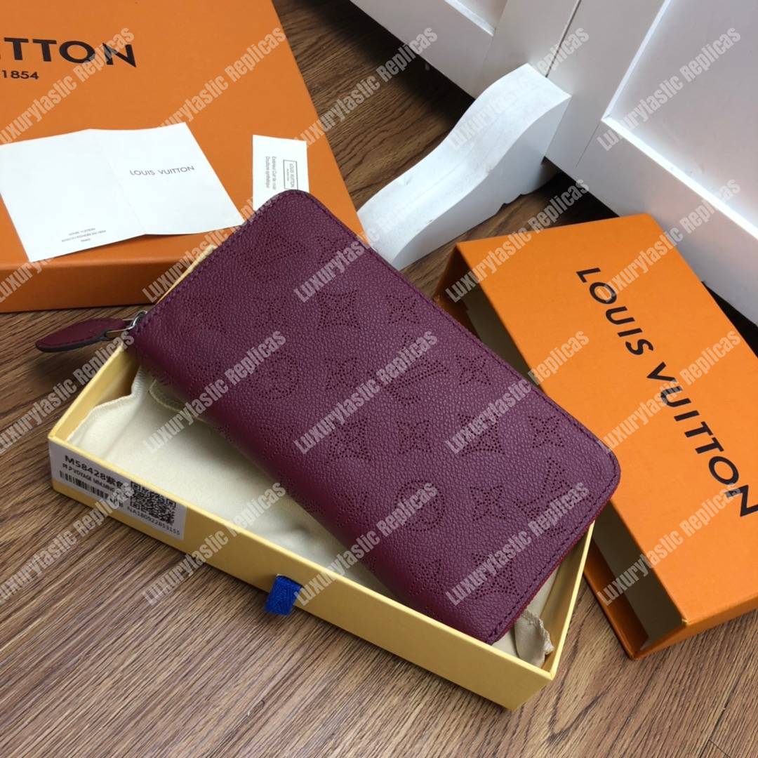 LV Zippy Wallet Mahina Leather Aubergine
