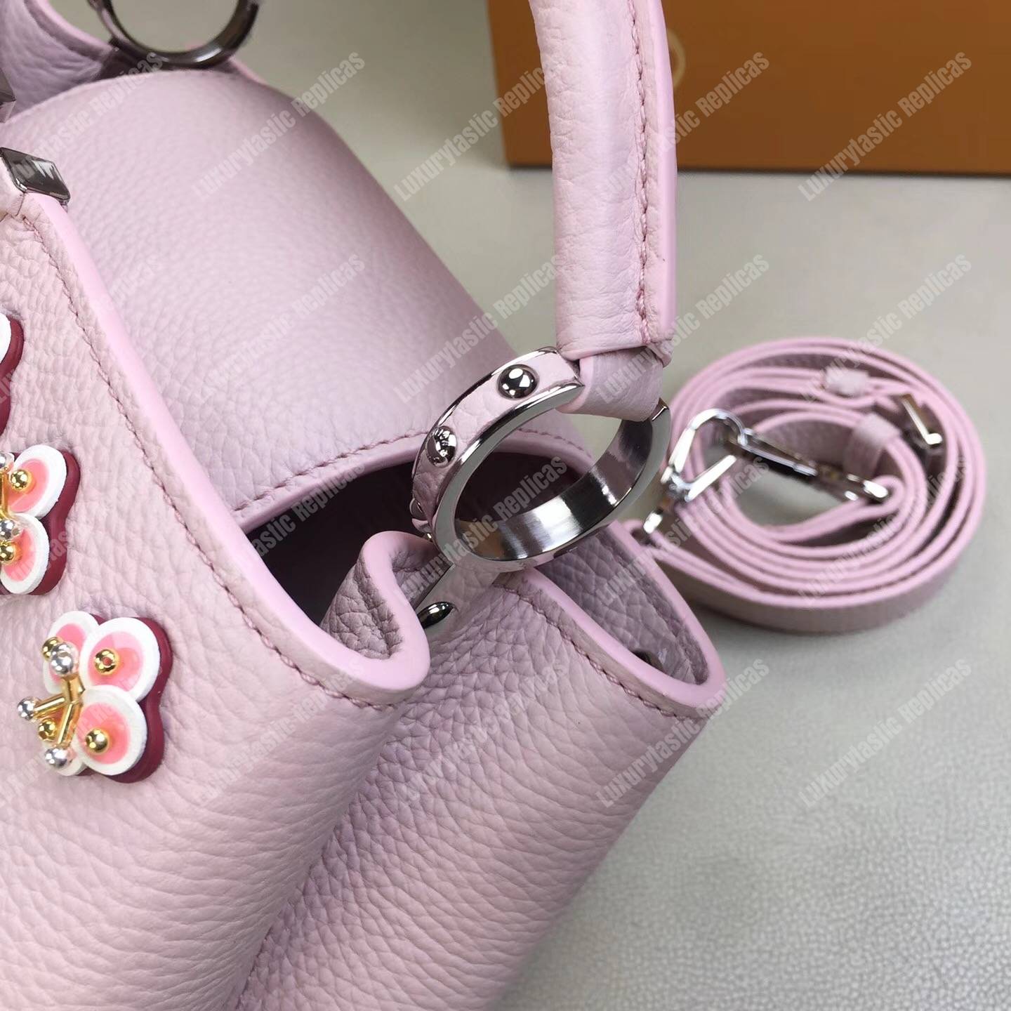 LV Capucines BB Taurillon Leather Rose Ballerine